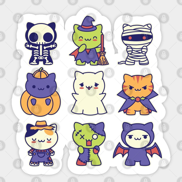 Kawaii Halloween Kitties Sticker by Kappacino Creations